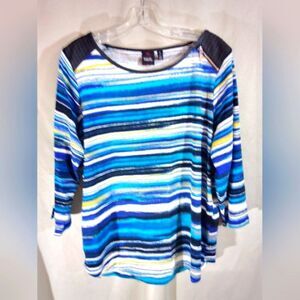 Rafaella Women's Tunic Top Split on Sleeves Long Sleeve Round Neck 2X Pre-owned